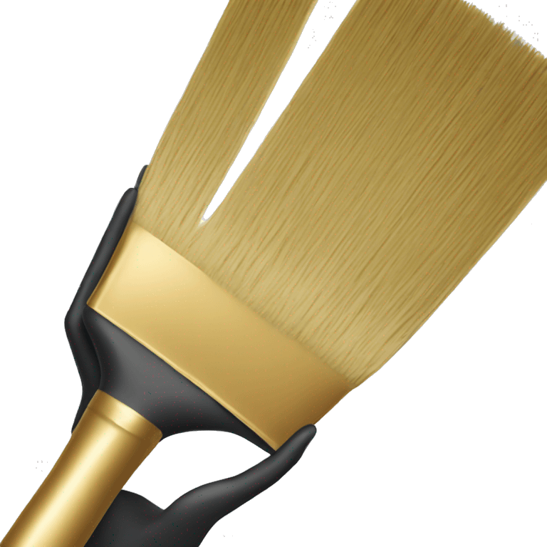 Person girl holding a golden brush in white and black clothing with a straight position and chin up emoji