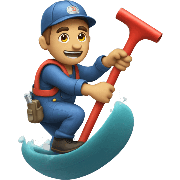 Plumber surfing on pipe emoji