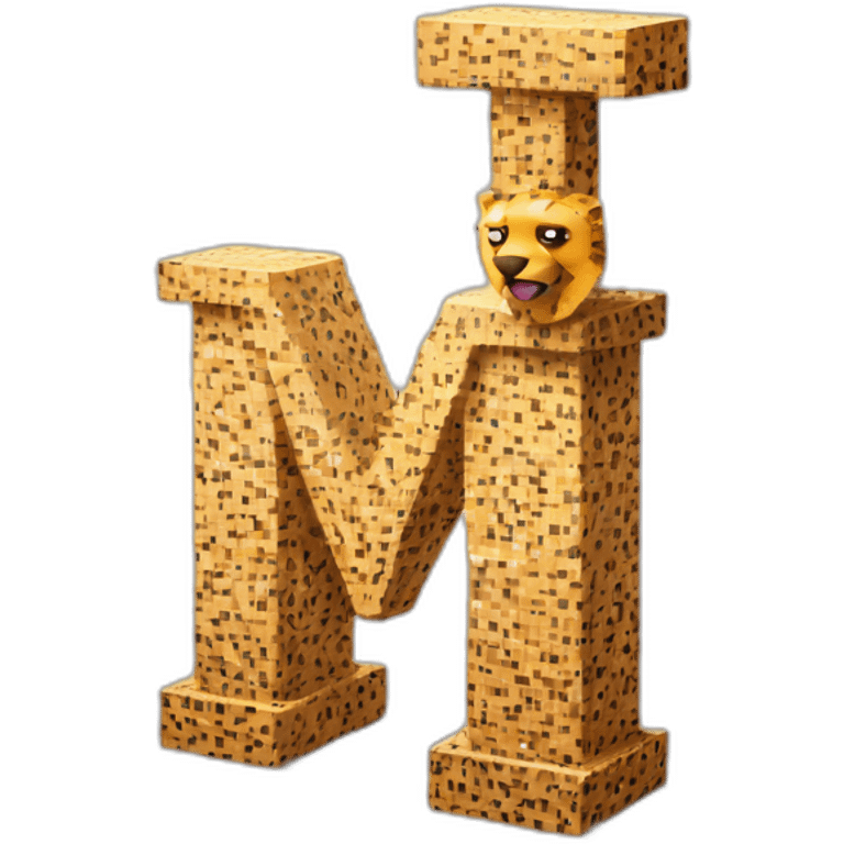 Letter "M" made of cube of pixels with cheetah pattern emoji