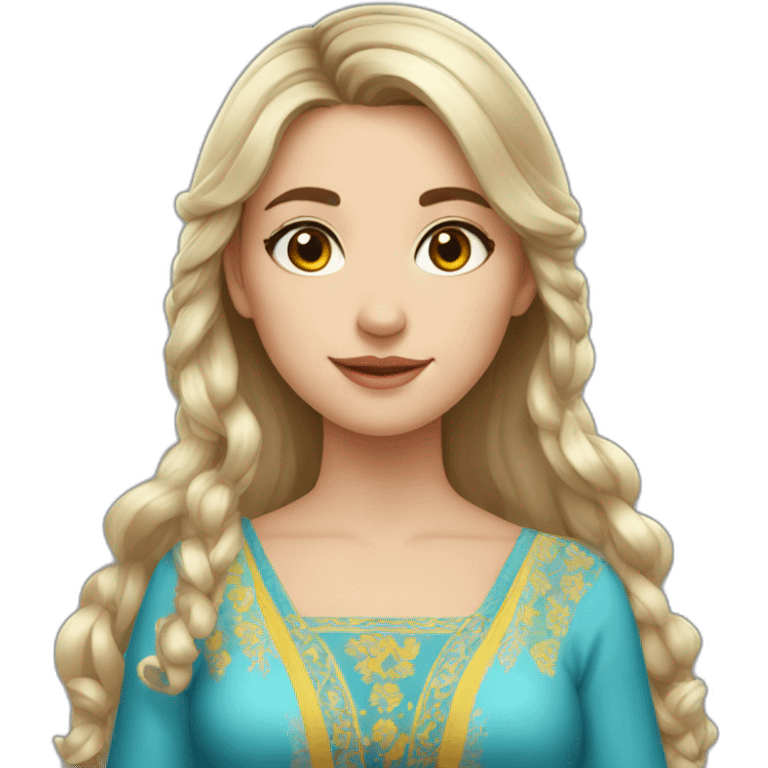 Beautiful ukrainian girl with middle hair wearing middle dress emoji