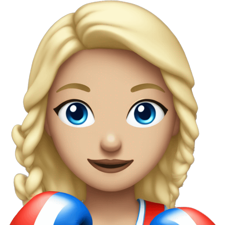 blonde girl with blue eyes in boxing gloves emoji