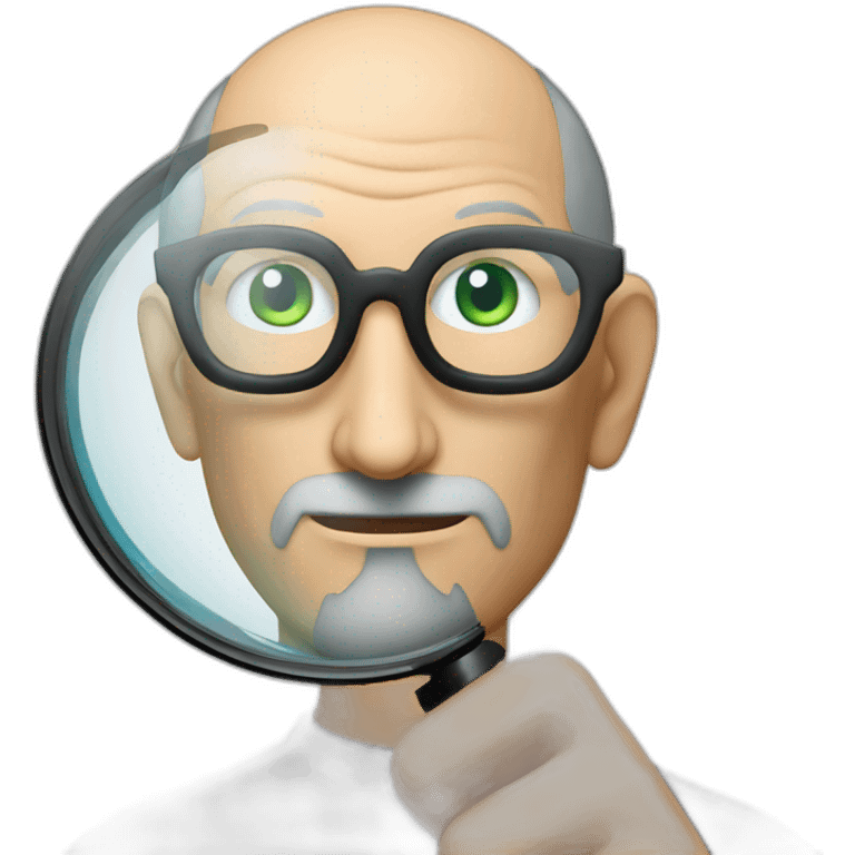 steve jobs holds in hand magnifier emoji