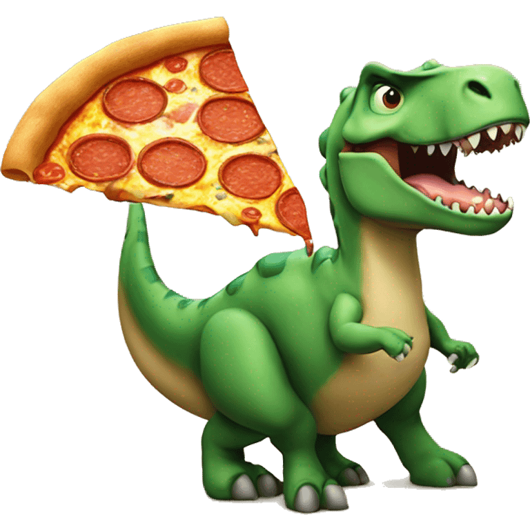 dino is eating a slice of pizza emoji