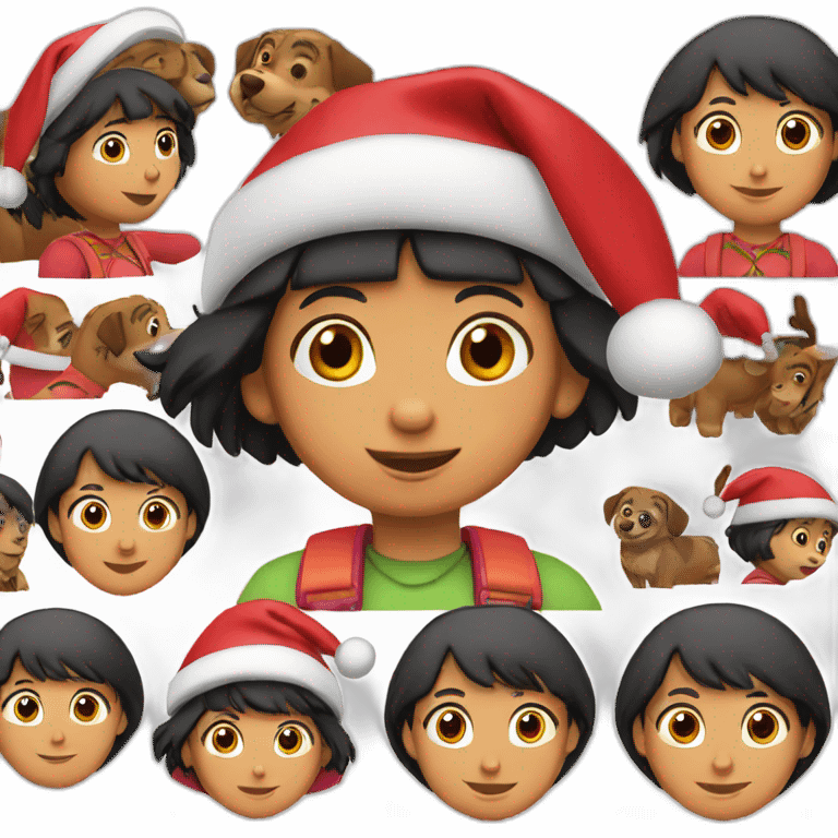 adventure dora using a red christmas hat emoji