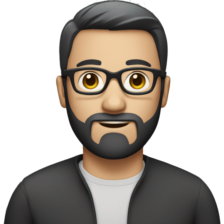 white mail with black short straight hair and beard and glasses emoji