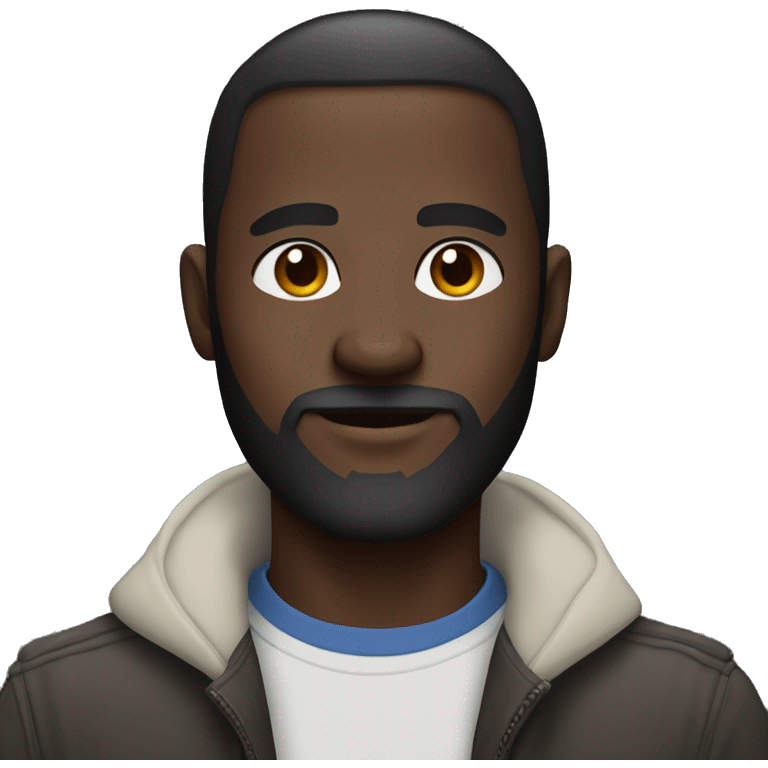 dark-skinned male portrait with beard with right side pose emoji