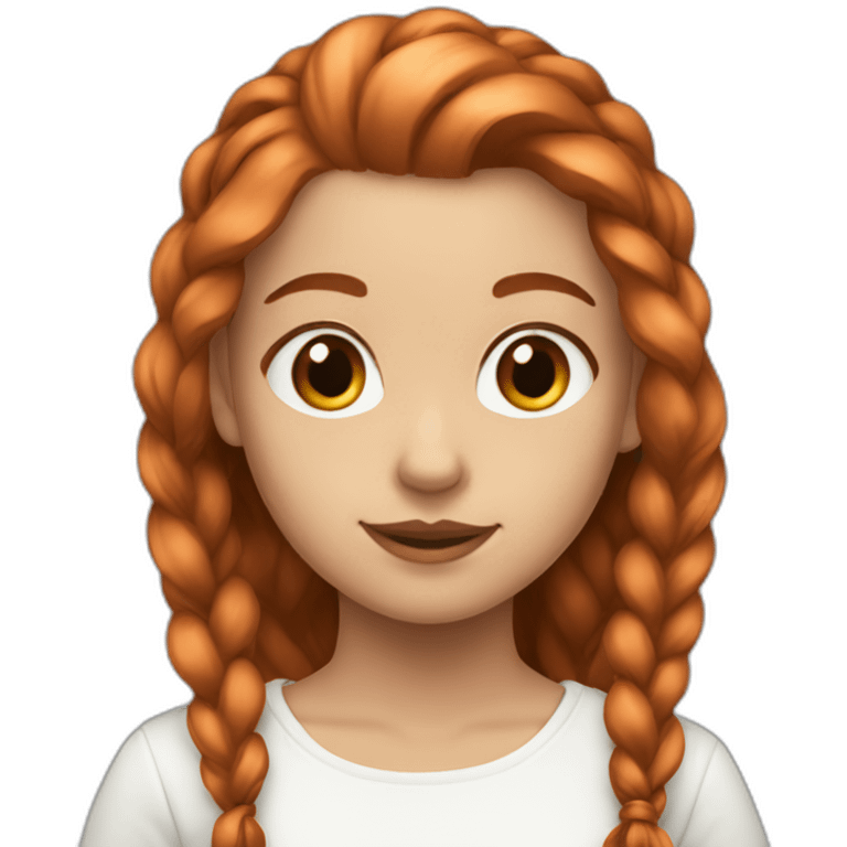 White young girl with copper-colored hair tied back emoji