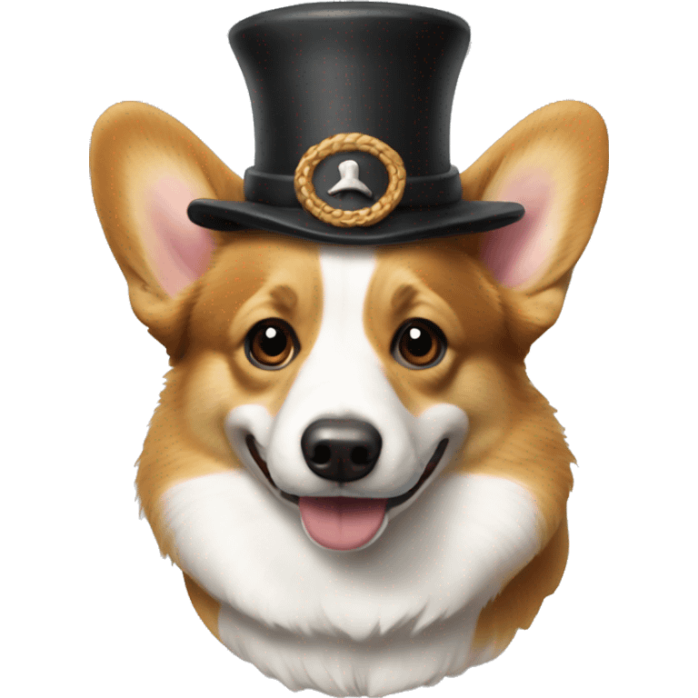 Pembroke welsh corgi wearing a pilgrim hat emoji