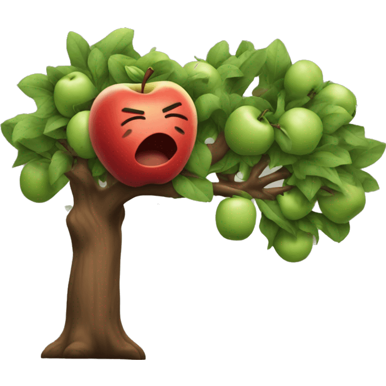 an apple punching a tree emoji