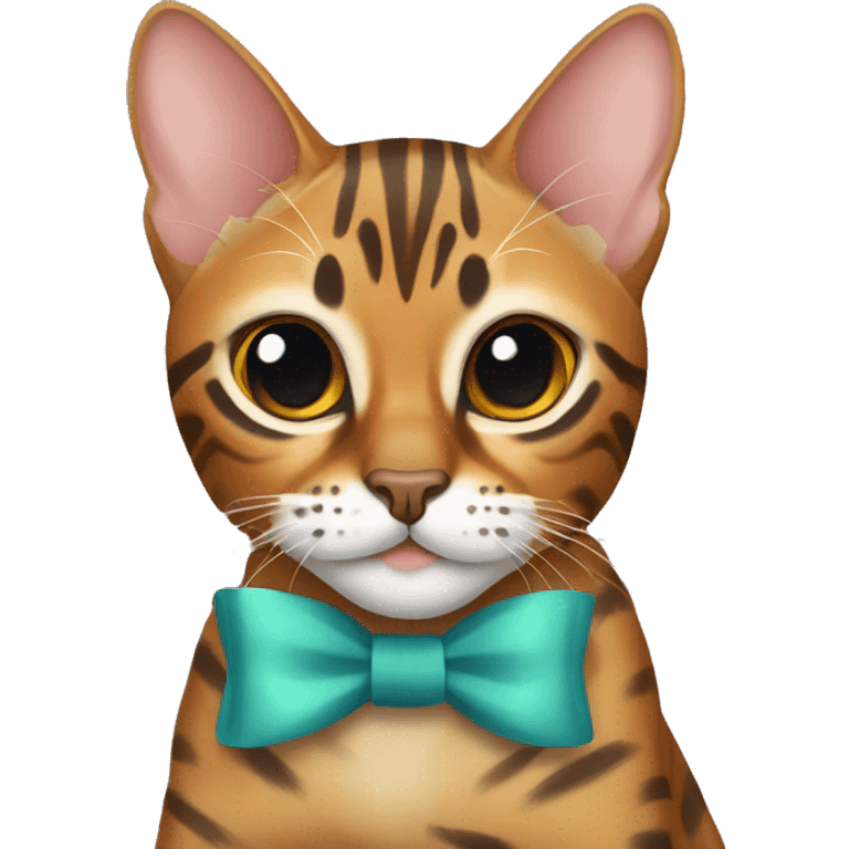 Bengal cat with rad bow emoji