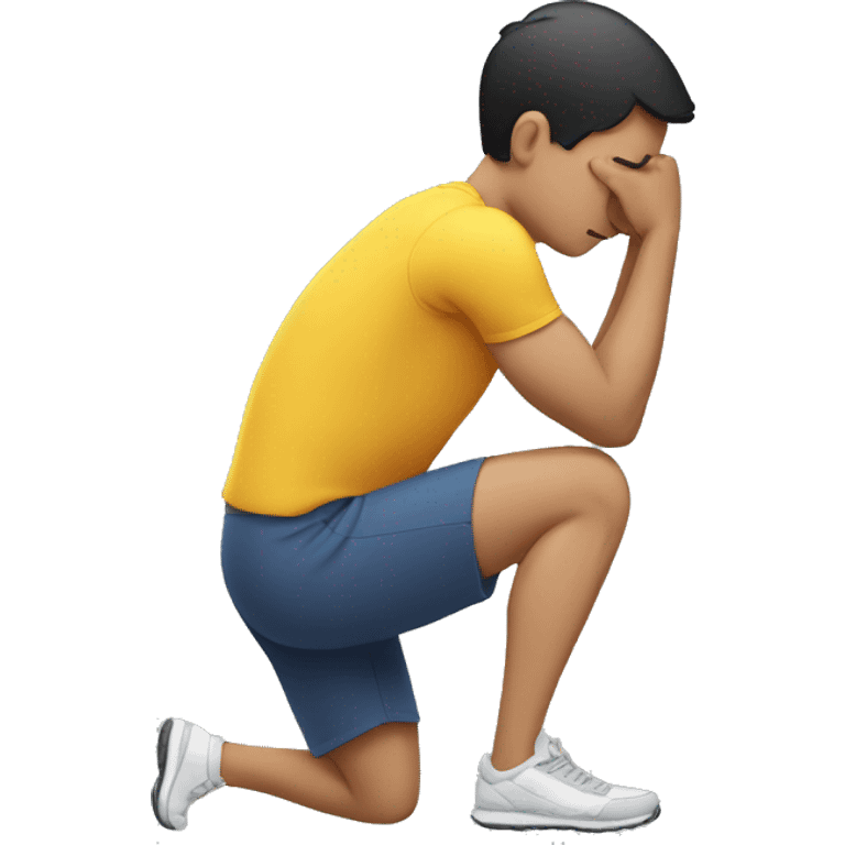 a man putting his hands on his knees arching his back as he is exhausted after running emoji