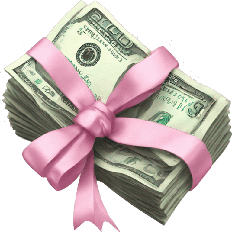 A bunch of dollars, tied with pastel pink bow emoji