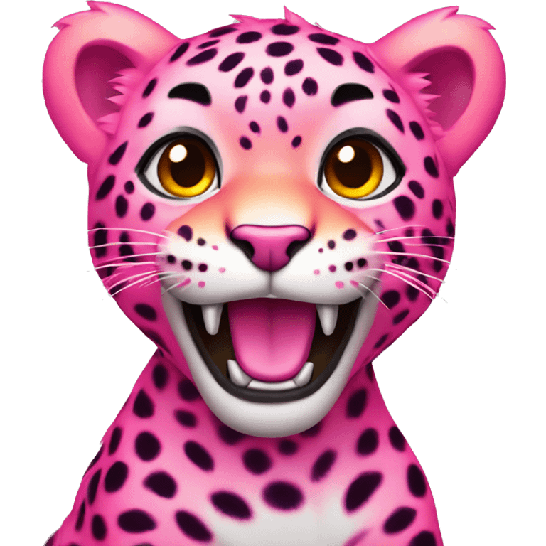 neon pink orange leopard cub happy emoji