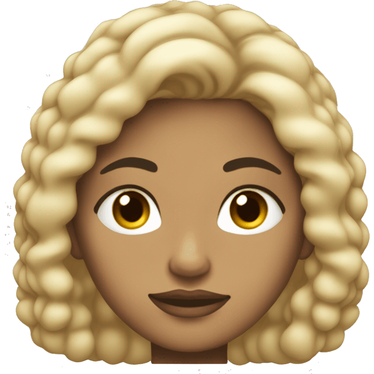 Mujer blanca, de pelo negro, ojos carmelitas y cara redonda  emoji