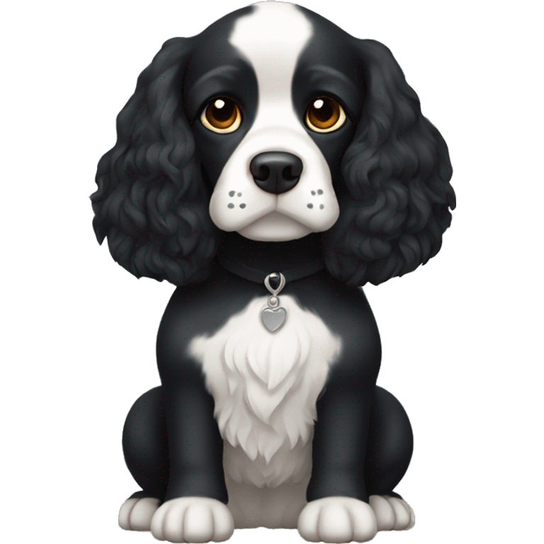 Small completely black king spaniel with white on chest emoji