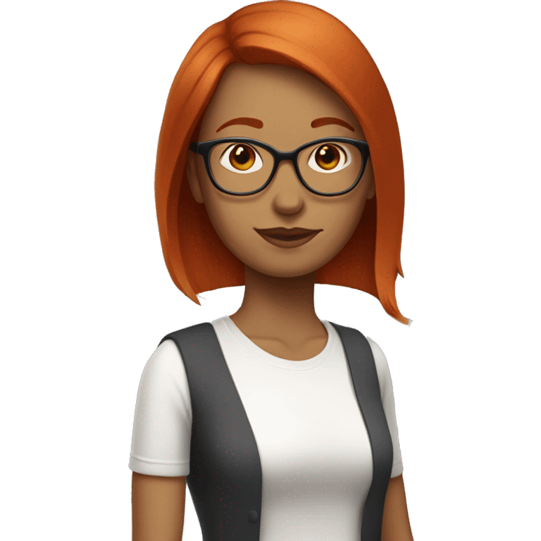 shortstraight red hair, glasses, slim, moderate complexion, mid thirties woman emoji