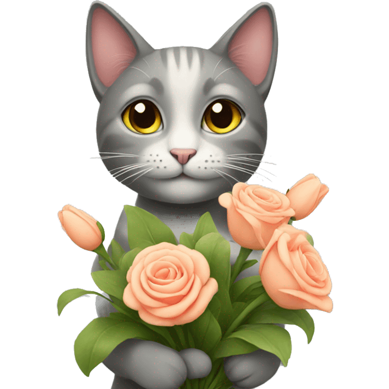 cat holding flowers  emoji