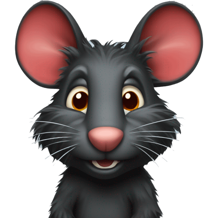 Shaggy black rat with red tail emoji