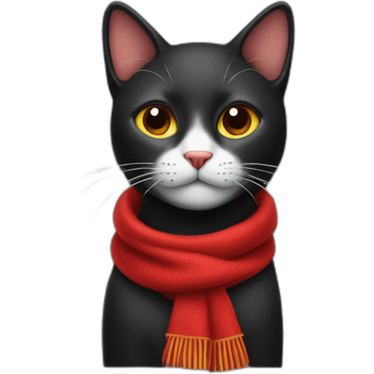 Gato negro con bufanda roja emoji