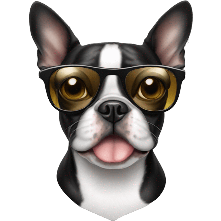 Boston terrier in sunglasses emoji