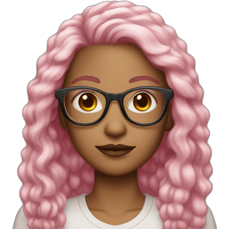 woman light skin long pink hair square glasses emoji