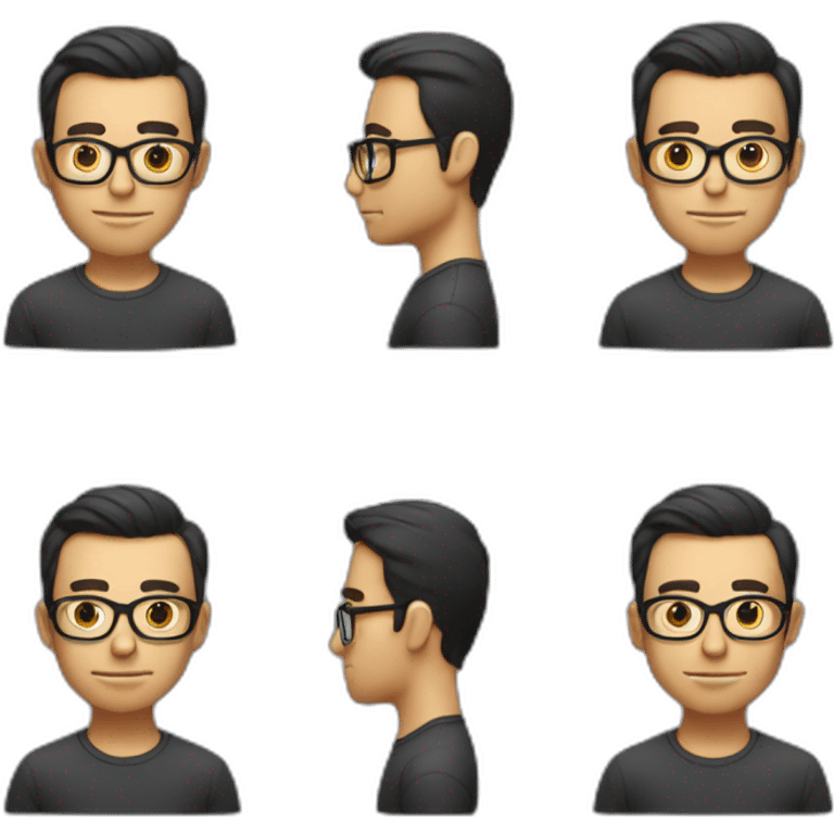 A man wearing glasses with short, shy hair emoji