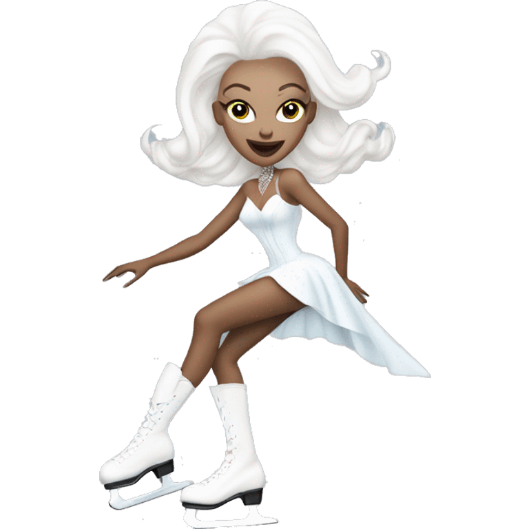 a white drag queen with bald head ice skating emoji