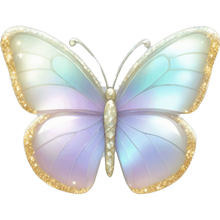 Sparkly glossy Pastel white iridescent glass crystal butterfly emoji