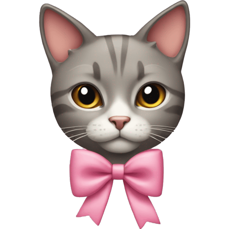 Cat with a coquette bow emoji