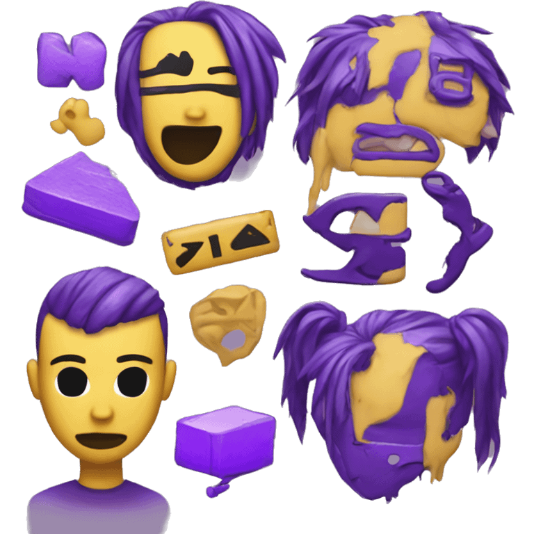 Create a emoji pack with purple and black with a y2k and grunge vibe emoji