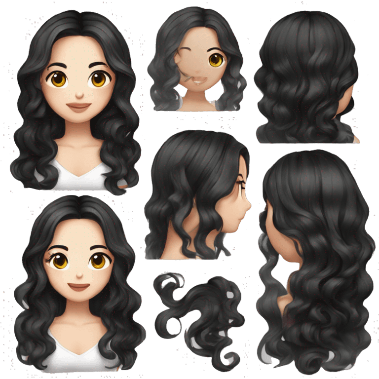 Beautiful girl,Black hair,wavy hair，long hair,Black eyes,Chinese emoji