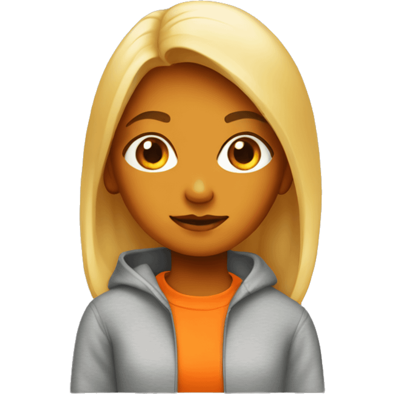 Girl in bright orange sweatshirt emoji