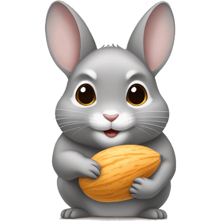 gray chinchilla holding almonds emoji