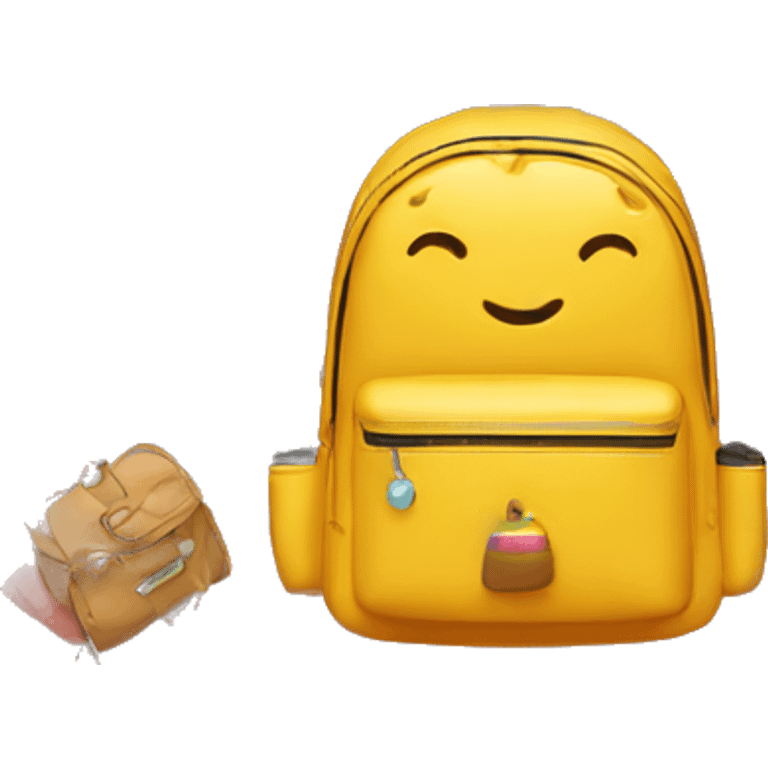 Backpack with many bag charms emoji