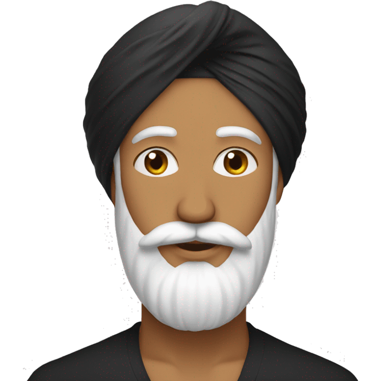 Sikh, black turban, white pepper beard emoji