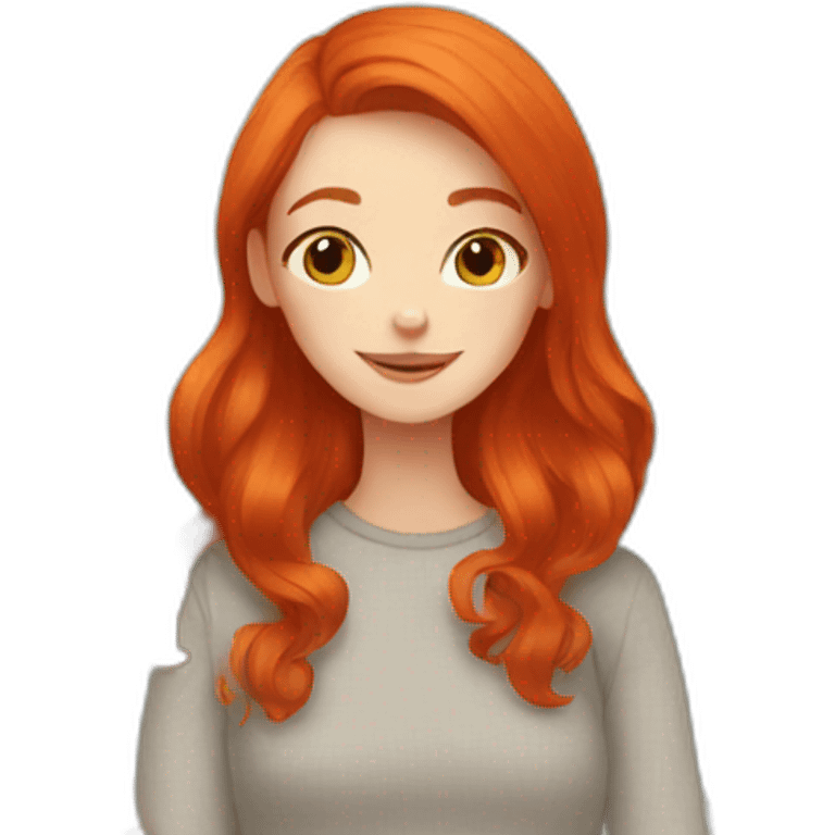 redhead girl with cats emoji