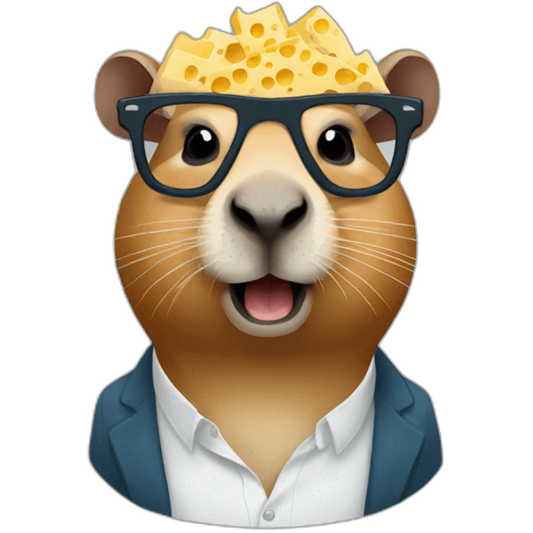 Capybara with cheese and glasses emoji