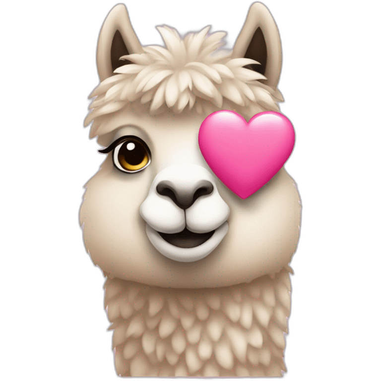 alpaca holding pink heart icon emoji