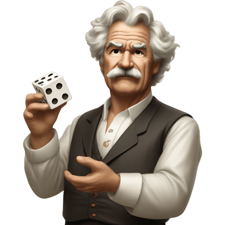 Mark Twain throws up a dice emoji