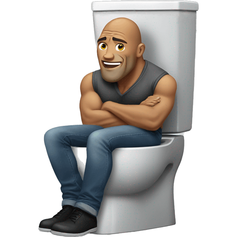 The rock head sitting on a toilet emoji