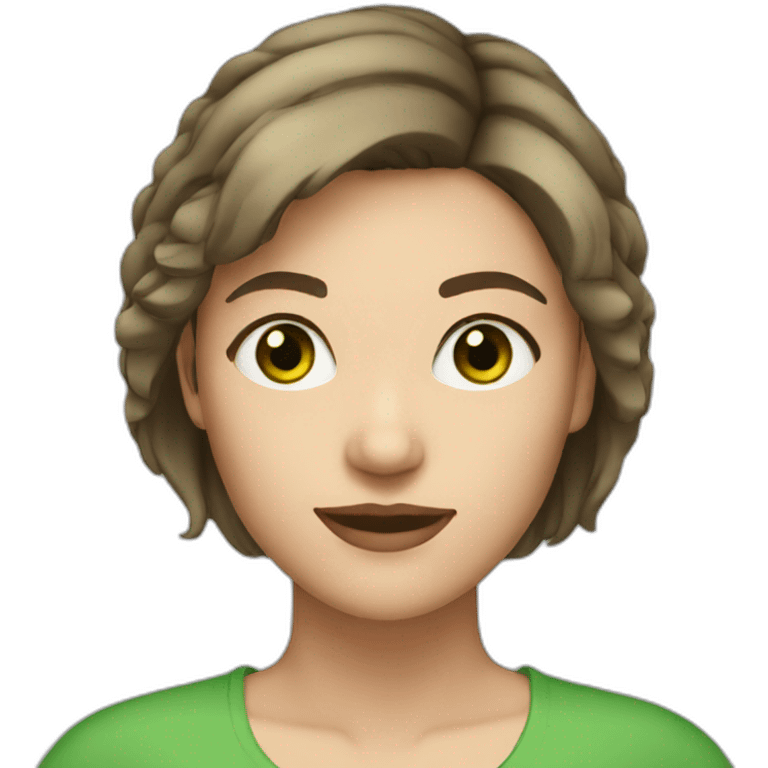 Light brunette woman with short hair and green eyes emoji