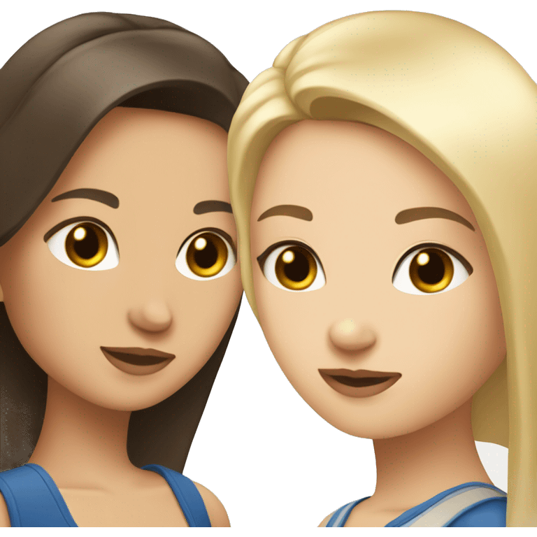 One brunette girl and two blonde girls  emoji