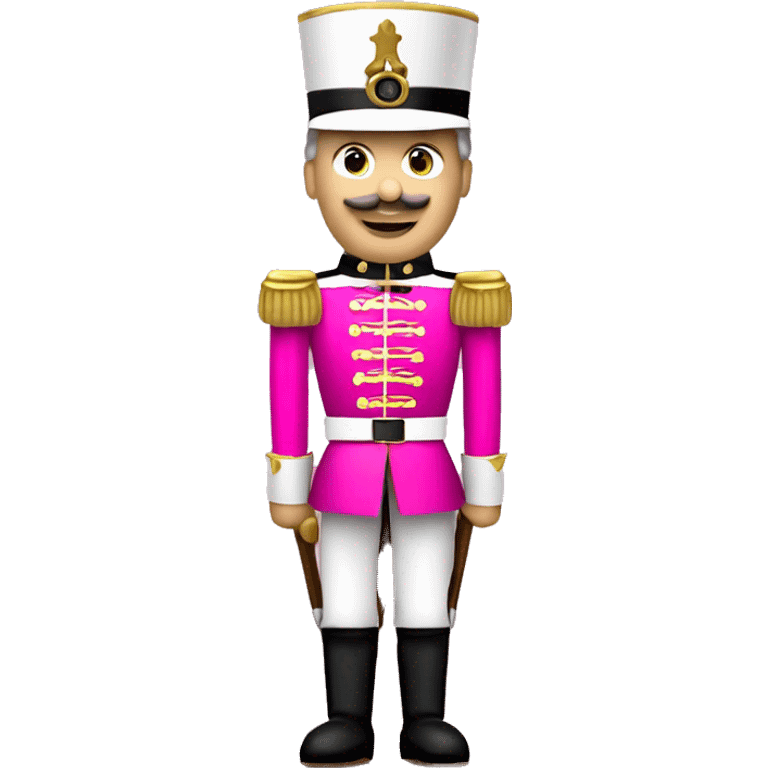 Realistic full body Caucasian hot pink nutcracker soldier.  emoji