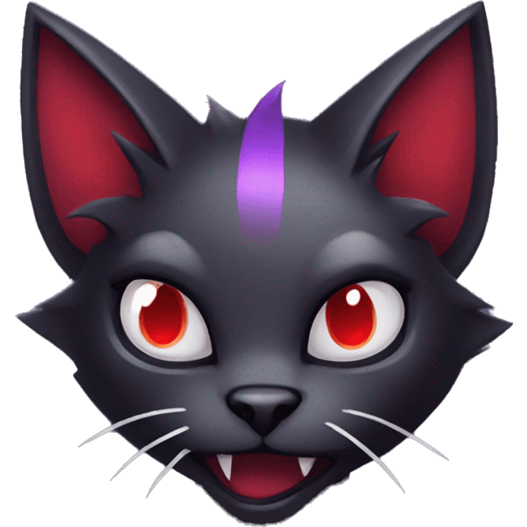 Vampiric dark edgy cat fakemon with red purple edgy markings emoji