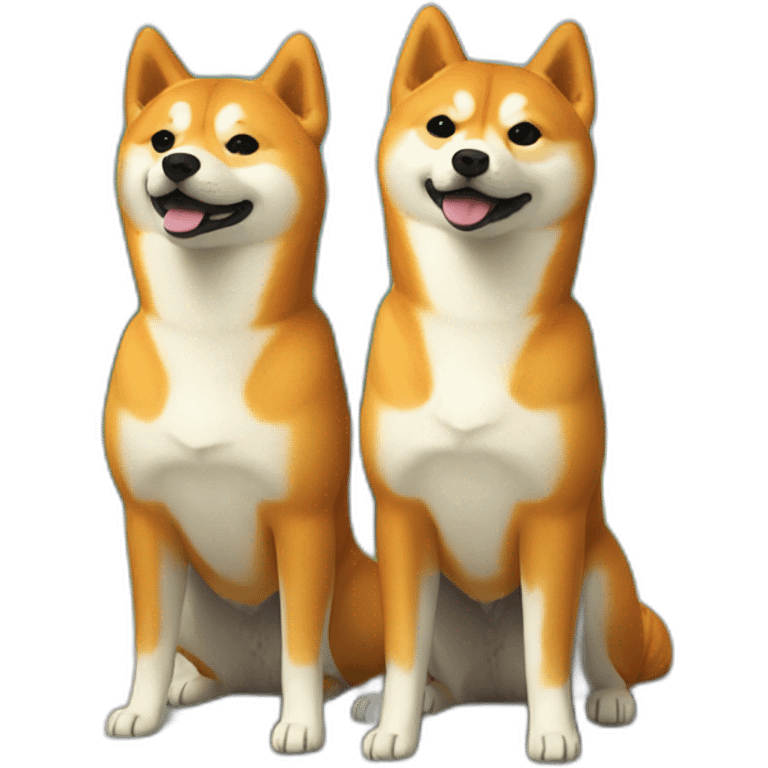 two orange shiba inu dogs standing together emoji