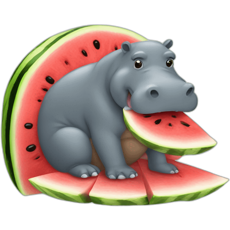 Hippopotamus eating watermelon emoji