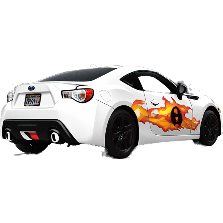 Batgirl and First Order Jet Trooper themed Scion FR-S with hot rod flame stickers on side of car  emoji