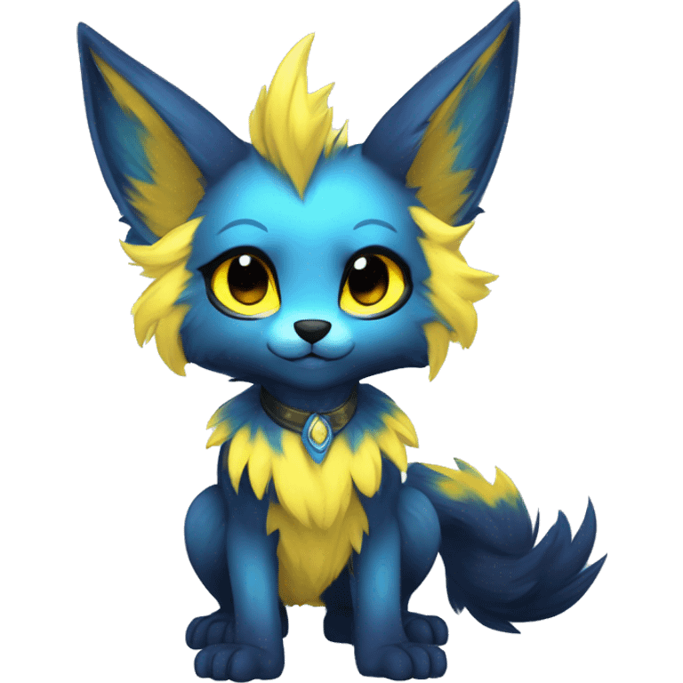 Anthro-Edgy-Cool-Blue-Yellow-Contrast-Colors-Fantasy-Fur-Sona-Chibi-Shiny-Fakémon-Hybrid full body emoji