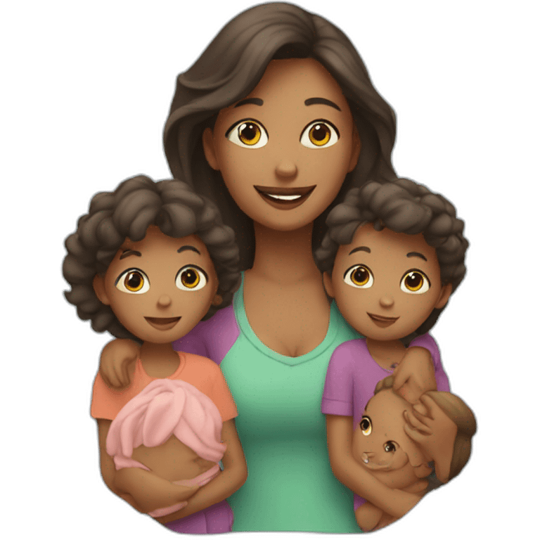 mom with four kids emoji