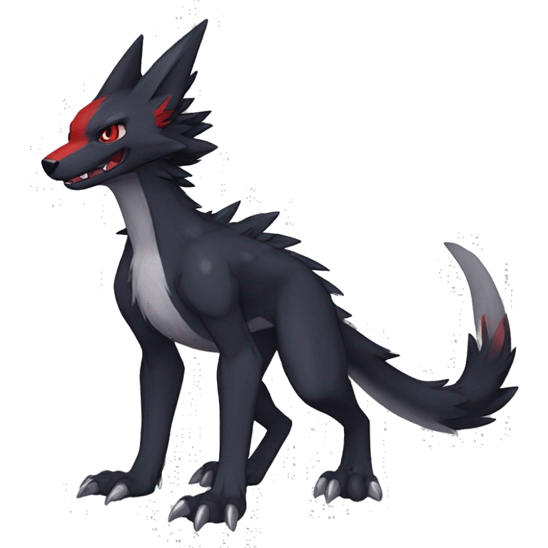 Anthro cool black red nargacuga sergal animal hybrid Fakemon full body emoji